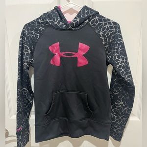 Girls Under Armour youth medium pink and black hoodie